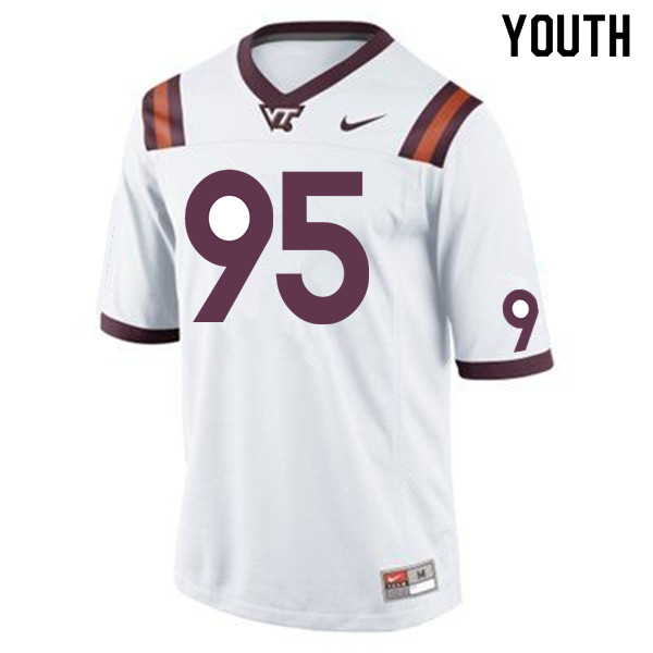 Youth #95 Derrell Bailey Jr. Virginia Tech Hokies College Football Jerseys Sale-White - Click Image to Close